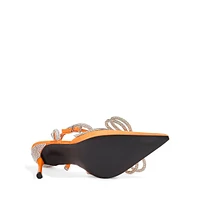 Midnight Diamente Point-Toe Wrap Sandals