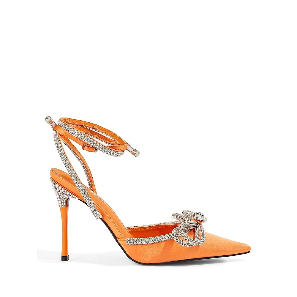 Midnight Diamente Point-Toe Wrap Sandals