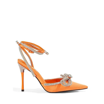 Midnight Diamente Point-Toe Wrap Sandals