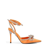 Midnight Diamente Point-Toe Wrap Sandals