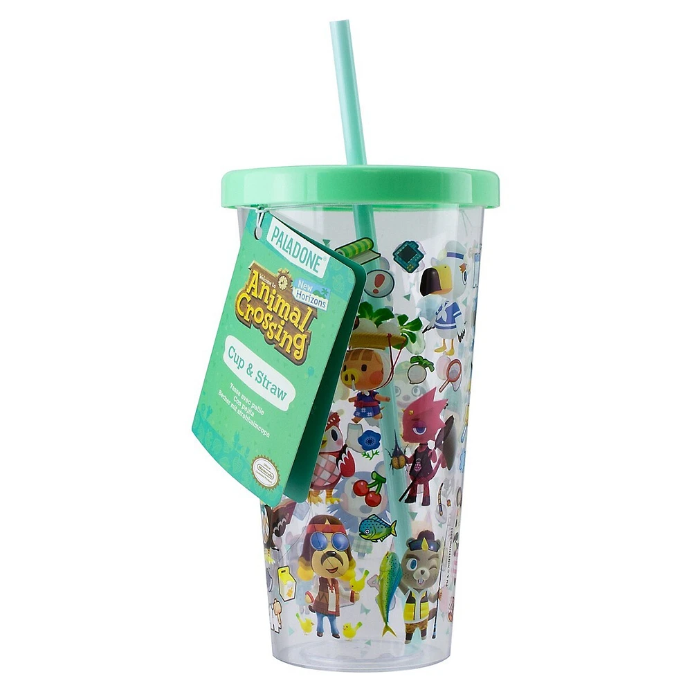 Animal Crossing Plastic Cup & Straw