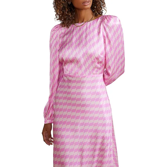 KITRI Megan Wavy Tile Boatneck Maxi Dress