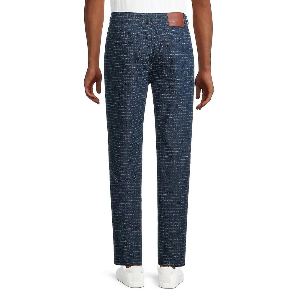 Checkerboard Textured Jeans