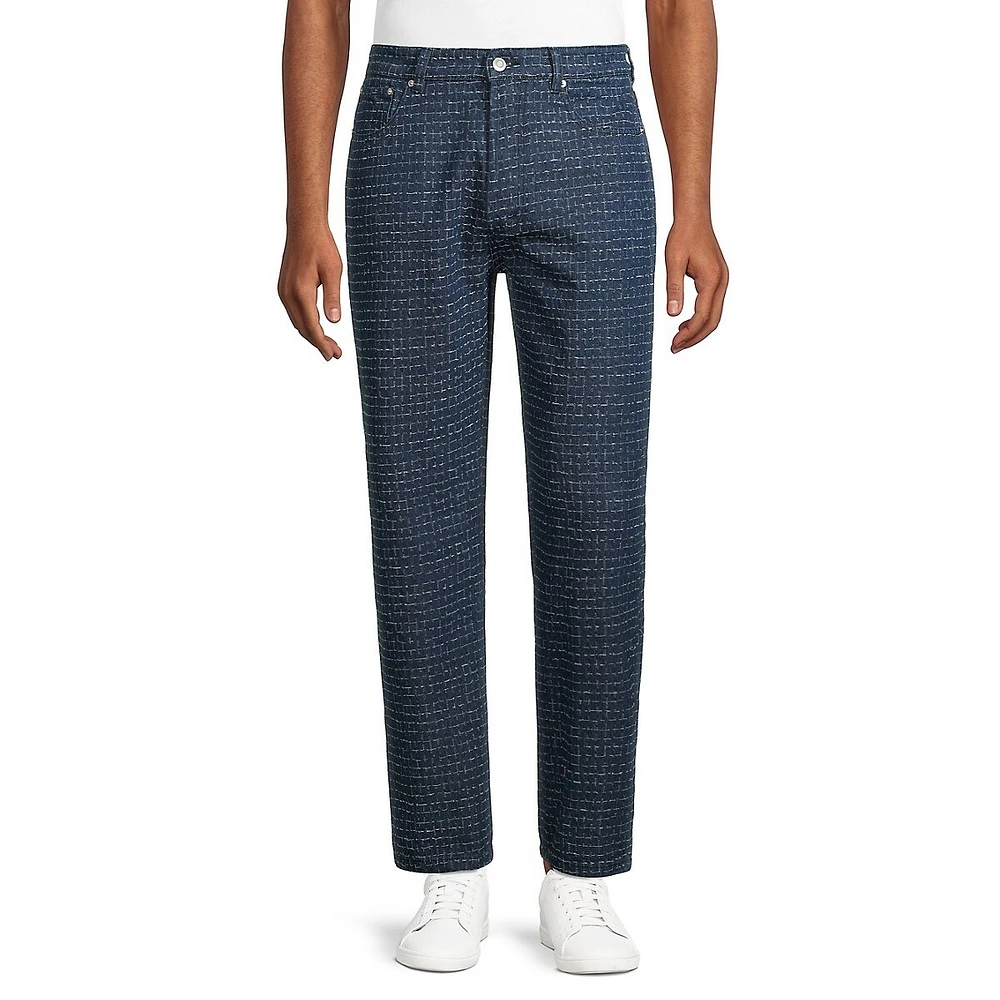 Checkerboard Textured Jeans