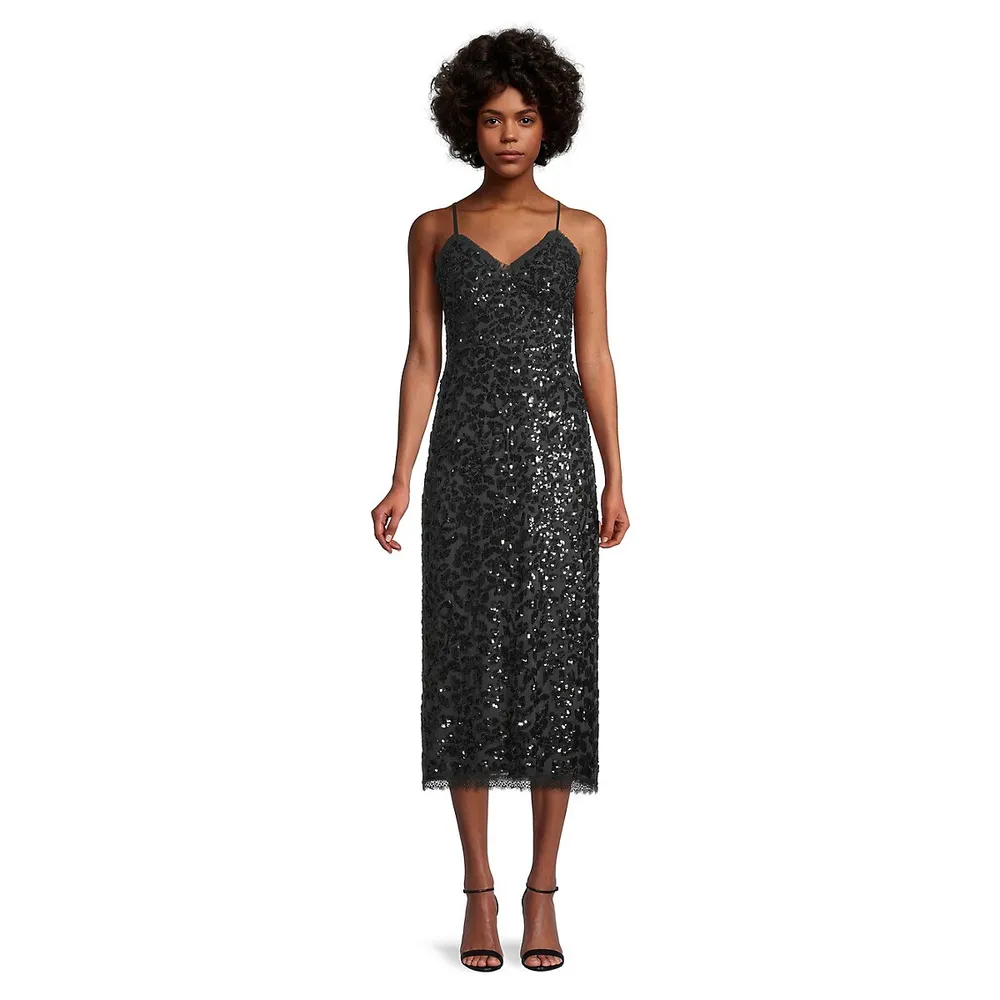 Fayette Floral Sequin Slip Dress