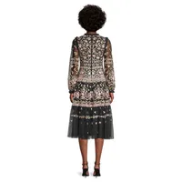 Ribbon Bouquet Floral Midi Dress