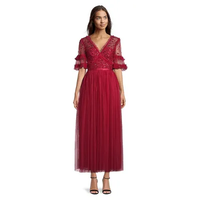 Maybelle Embellished Tulle Fit-&-Flare Dress