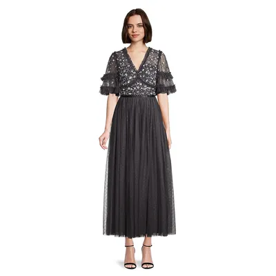Maybelle Embellished Tulle Fit-&-Flare Dress