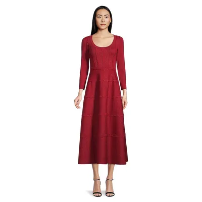 Shimmer-Knit Midi Dress