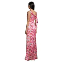Leona Floral Silk One-Shoulder Draped Gown