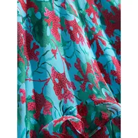 Ocean-Print Tiered Silk Georgette Gown
