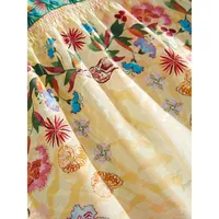 Tabitha Floral Silk Puff-Sleeve Midi Dress