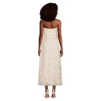 Fifi Sequin-Embroidered Strapless Tulle Dress