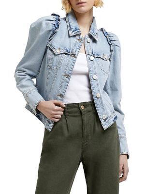 River Island Puff-Sleeve Denim Jacket | Metropolis at Metrotown