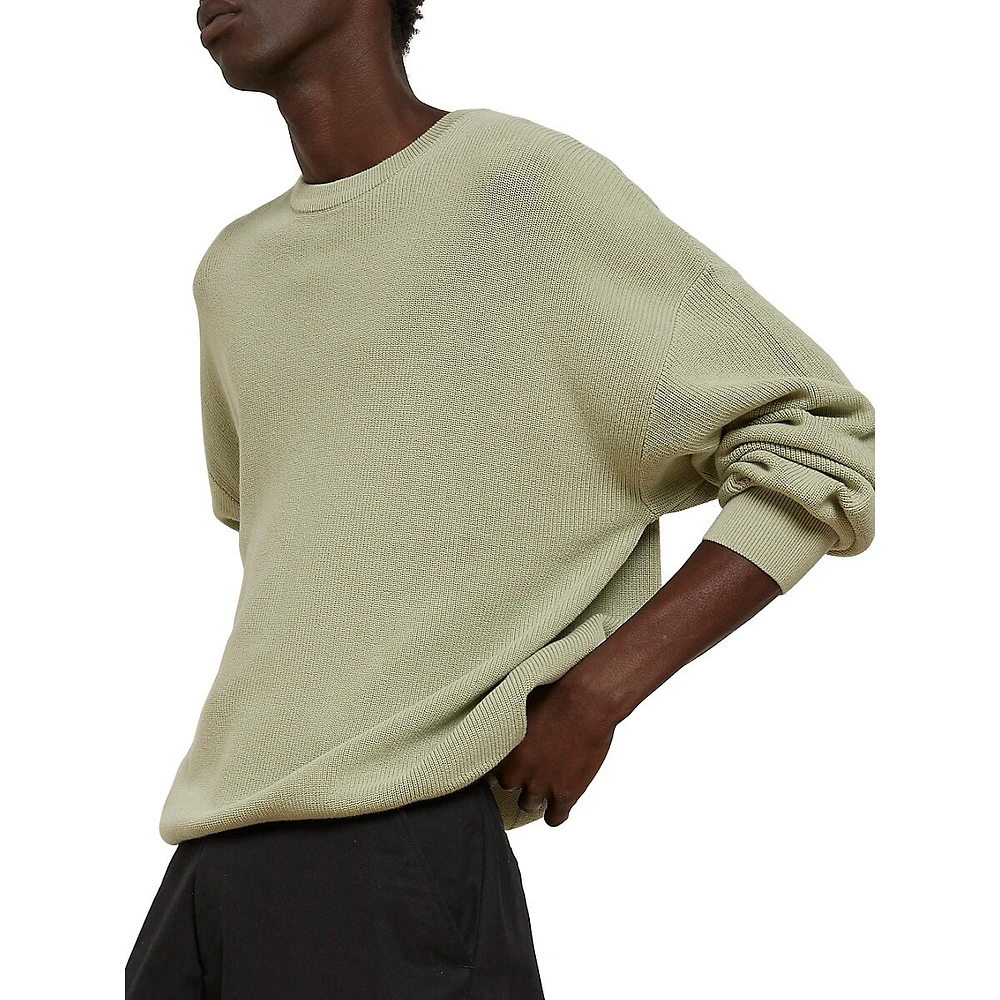 Drop-Shoulder Cotton Sweater