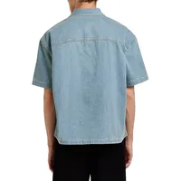 Oversized Short-Sleeve Denim Shirt