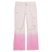 High-Rise Ripped Dip-Dyed Jeans