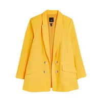 Plus Lapel-Collar Double-Breasted Blazer