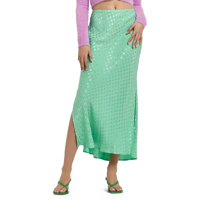 Tonal ​Polka-Dot Midi Skirt