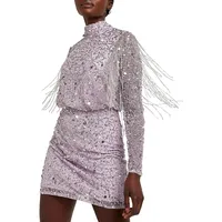 Sequin Tassel-Trim Mini Dress