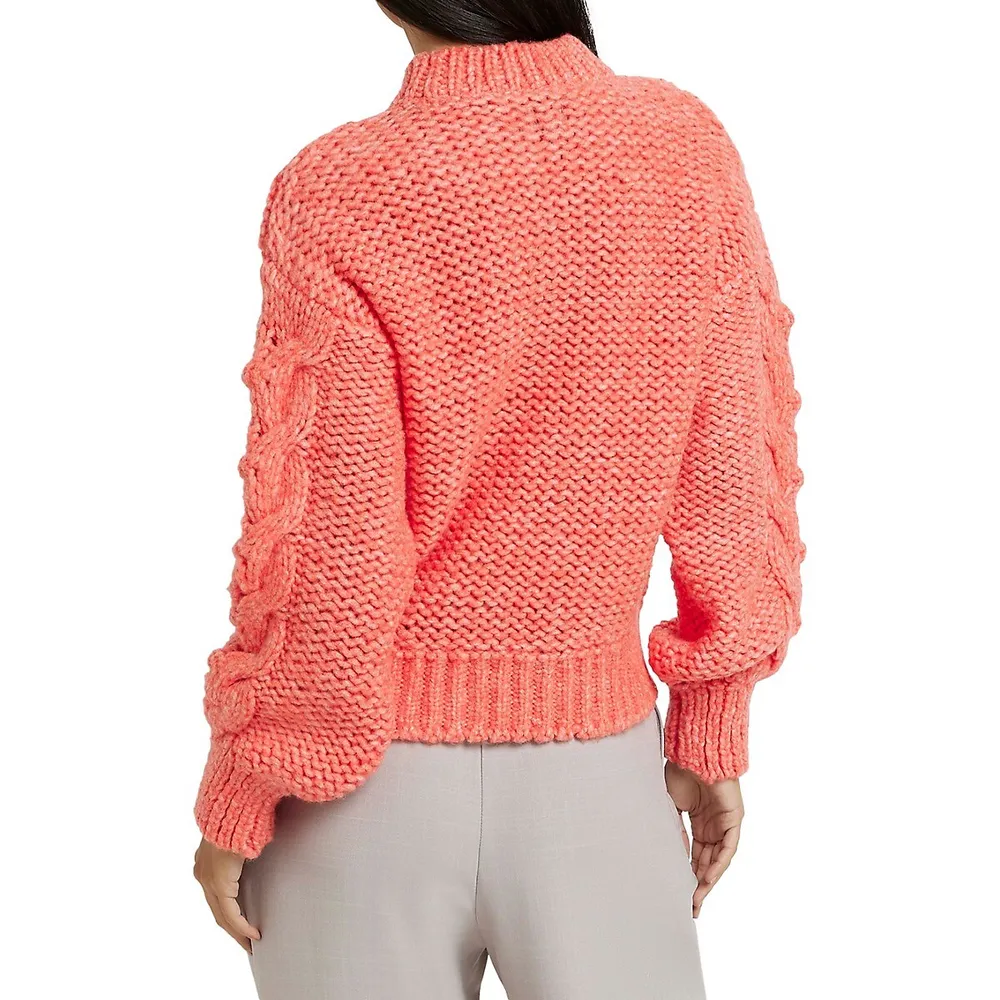 Cable-Knit Drop-Shoulder Sweater