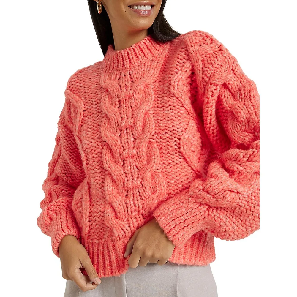 Cable-Knit Drop-Shoulder Sweater