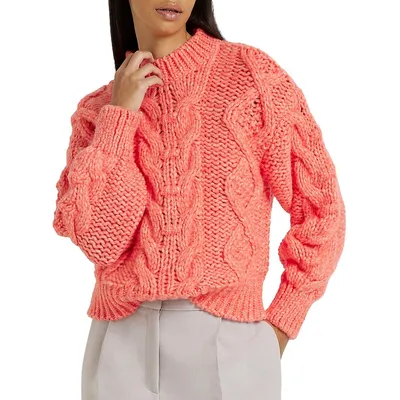 Cable-Knit Drop-Shoulder Sweater