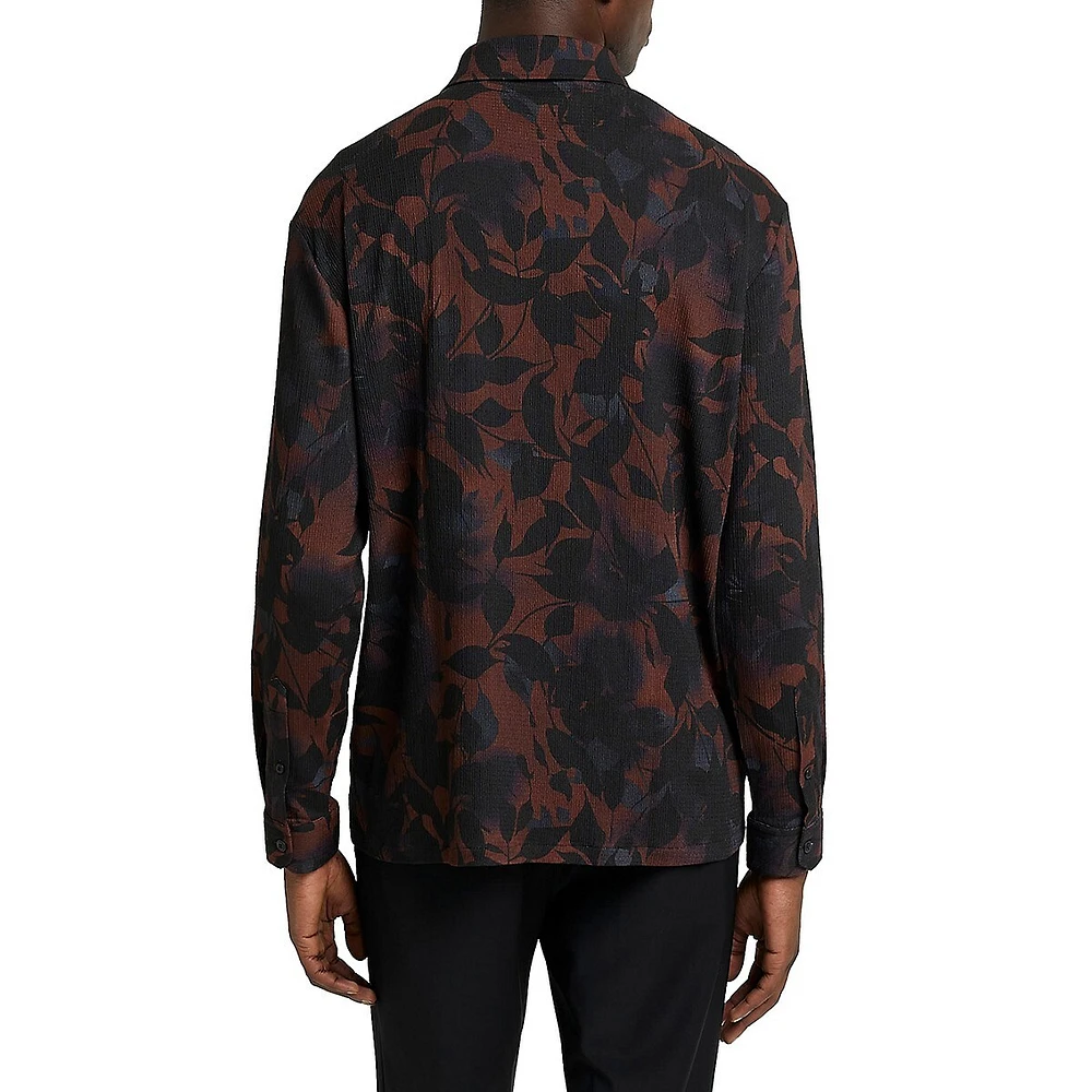 Leaf Print Stretchable Shirt