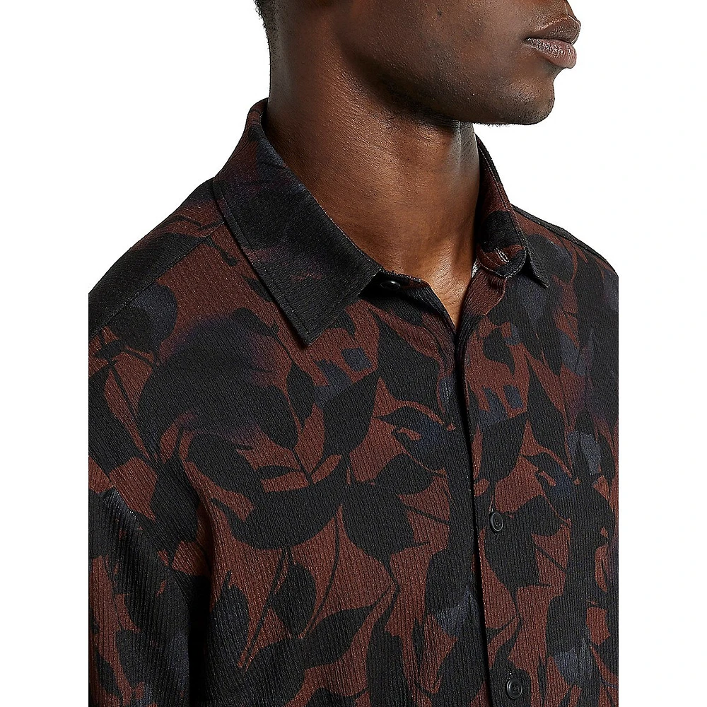 Leaf Print Stretchable Shirt