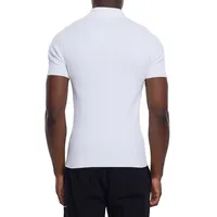 Zip-Neck Ribbed Polo Shirt