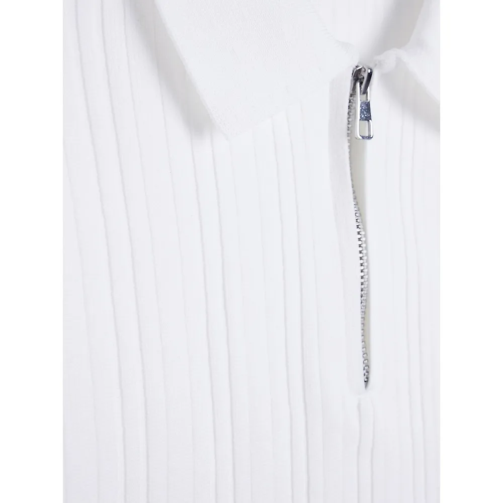 Zip-Neck Ribbed Polo Shirt