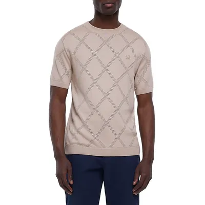 T-shirt en tricot texturé à motif de losange