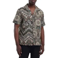 Tapestry-Print Club-Collar Resort Shirt