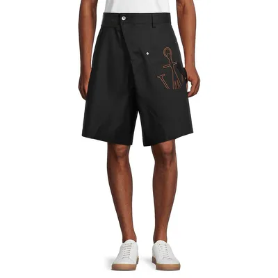 Twisted Cotton Twill Shorts