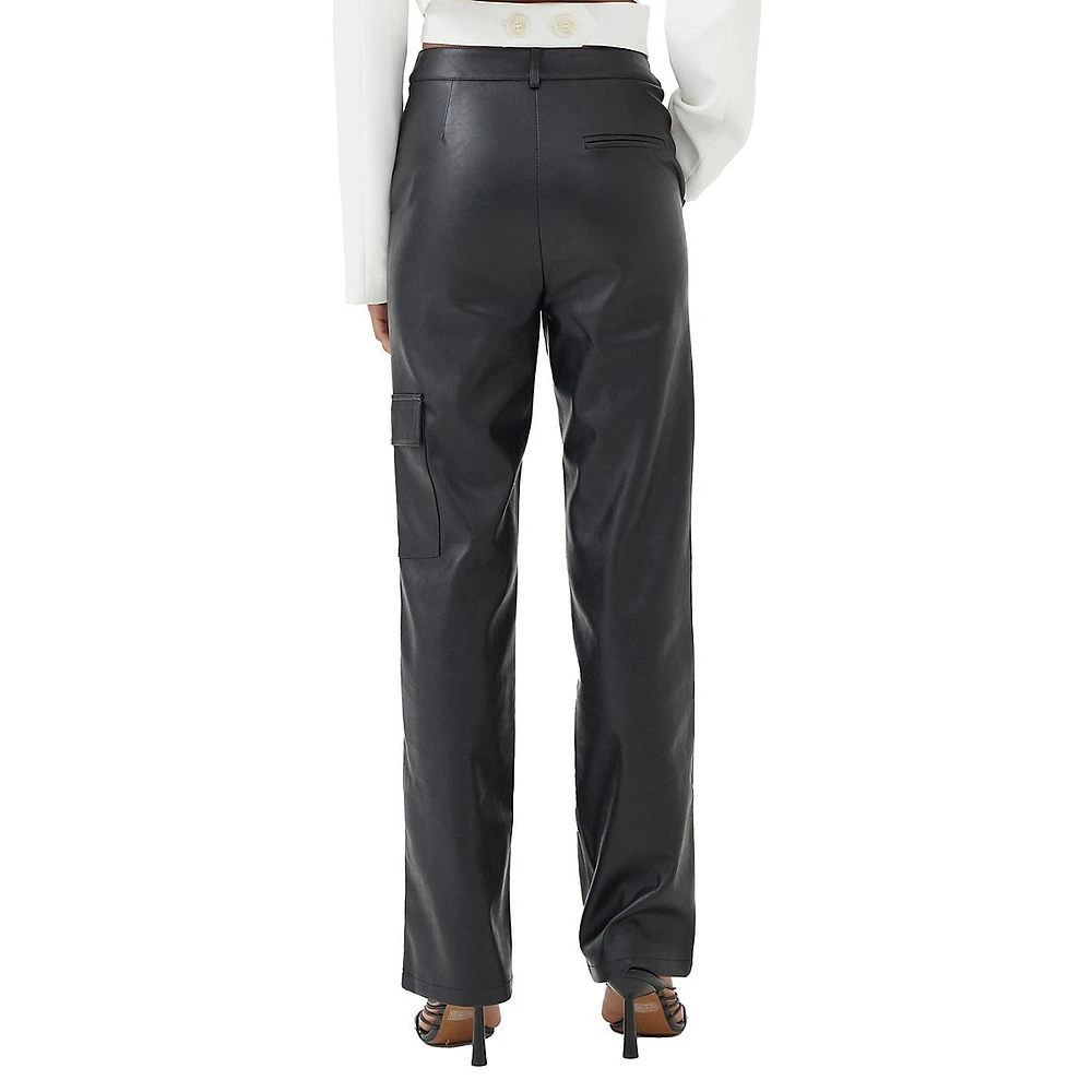 Josefina High-Waist Straight-Leg Faux-Leather Trousers