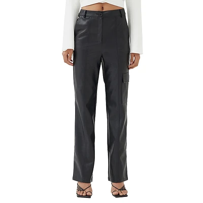 Josefina High-Waist Straight-Leg Faux-Leather Trousers