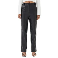 Josefina High-Waist Straight-Leg Faux-Leather Trousers