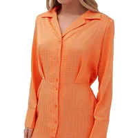 Priscilla Satin Houndstooth Mini Shirt Dress