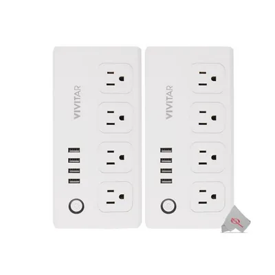 2x Smart Home Smart Plug Power Strip 4 Wi-fi Outlets + 4 Usb Ports Compatible With Alexa And Google Home - No Hub Required