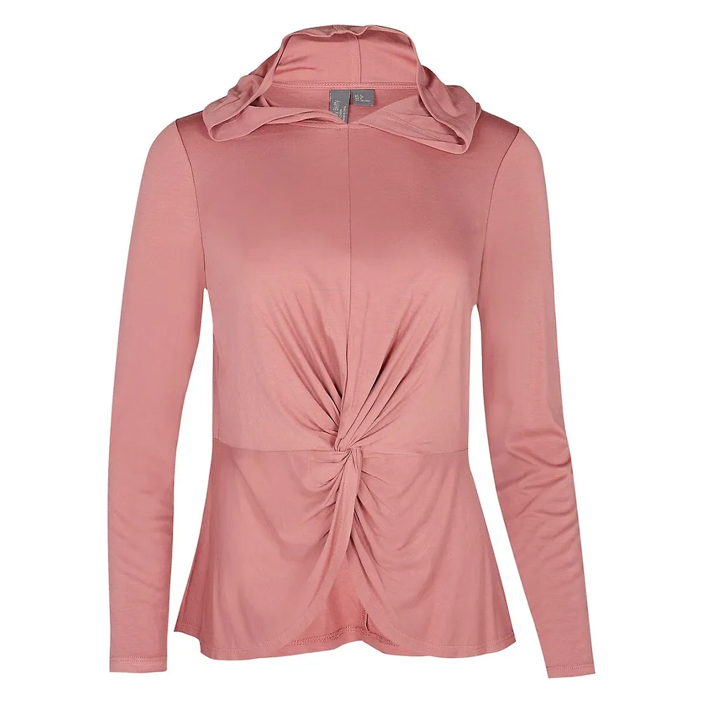 Tori Twist-Front Hooded Top