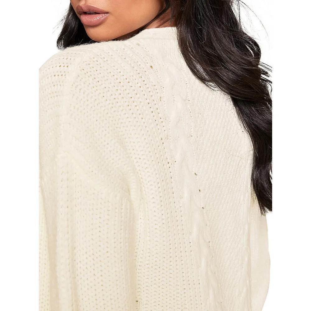 Olsen Wool Cable Knit Cardigan