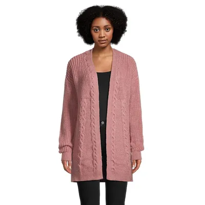 Cable-Knit Open-Front Cardigan
