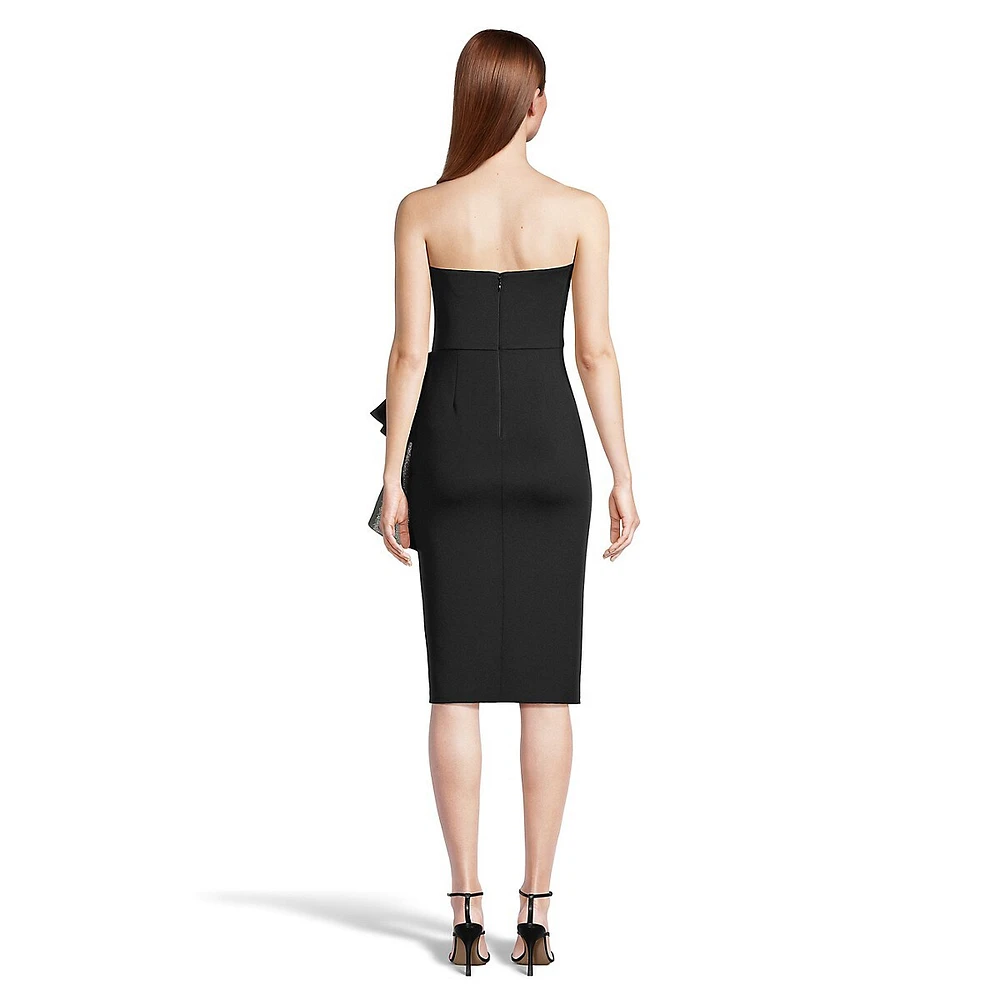 Robe de cocktail bandeau à contraste métallique