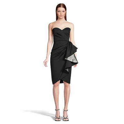 Robe de cocktail bandeau à contraste métallique