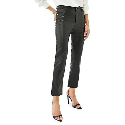 Meghan Faux Leather Slim Ankle Jeans