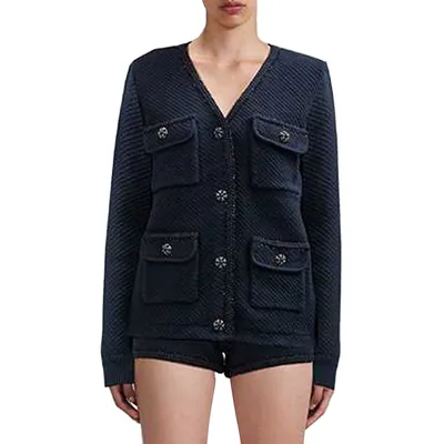 Front-Button Knit Cardigan