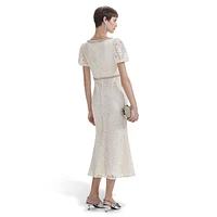 Lace & Diamante-Trim Midi Dress