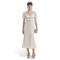 Lace & Diamante-Trim Midi Dress