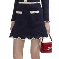 Crochet & Contrast-Trim Mini Skirt