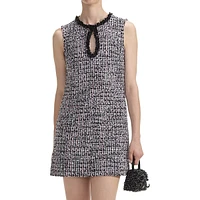 Sequin-Trim Bouclé Mini Shift Dress